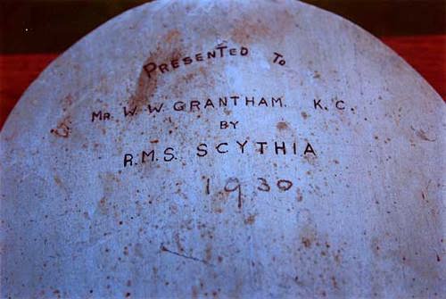 A bat from onboard the Royal Mail Ship Scythia, 1930