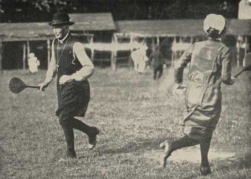 The Bishop of London and the Matron of the Girls’ Heritage, Chailey, playing stoolball